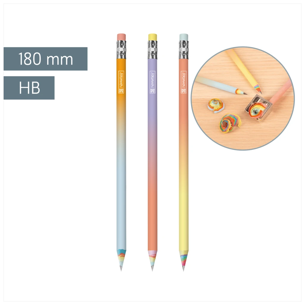 Bleistift „Rainbow Paper pastell“ | HB, rund, sortiert