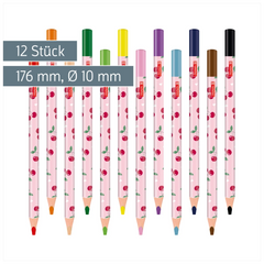 Dicke-Buntstifte-Set Fruity Love | Dreikantform, rosa/rot, 12 Stück
