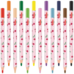 Dicke-Buntstifte-Set Fruity Love | Dreikantform, rosa/rot, 12 Stück