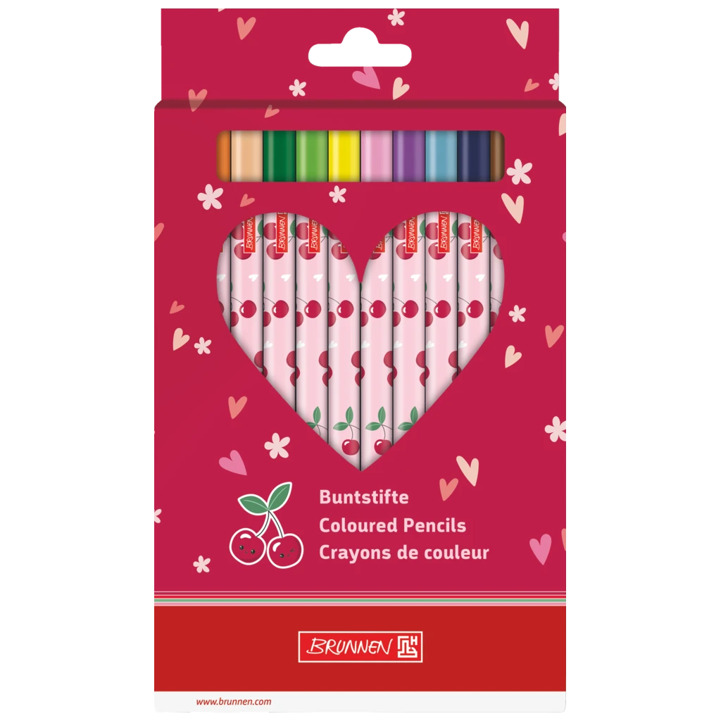 Dicke-Buntstifte-Set Fruity Love | Dreikantform, rosa/rot, 12 Stück
