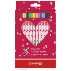 Dicke-Buntstifte-Set Fruity Love | Dreikantform, rosa/rot, 12 Stück