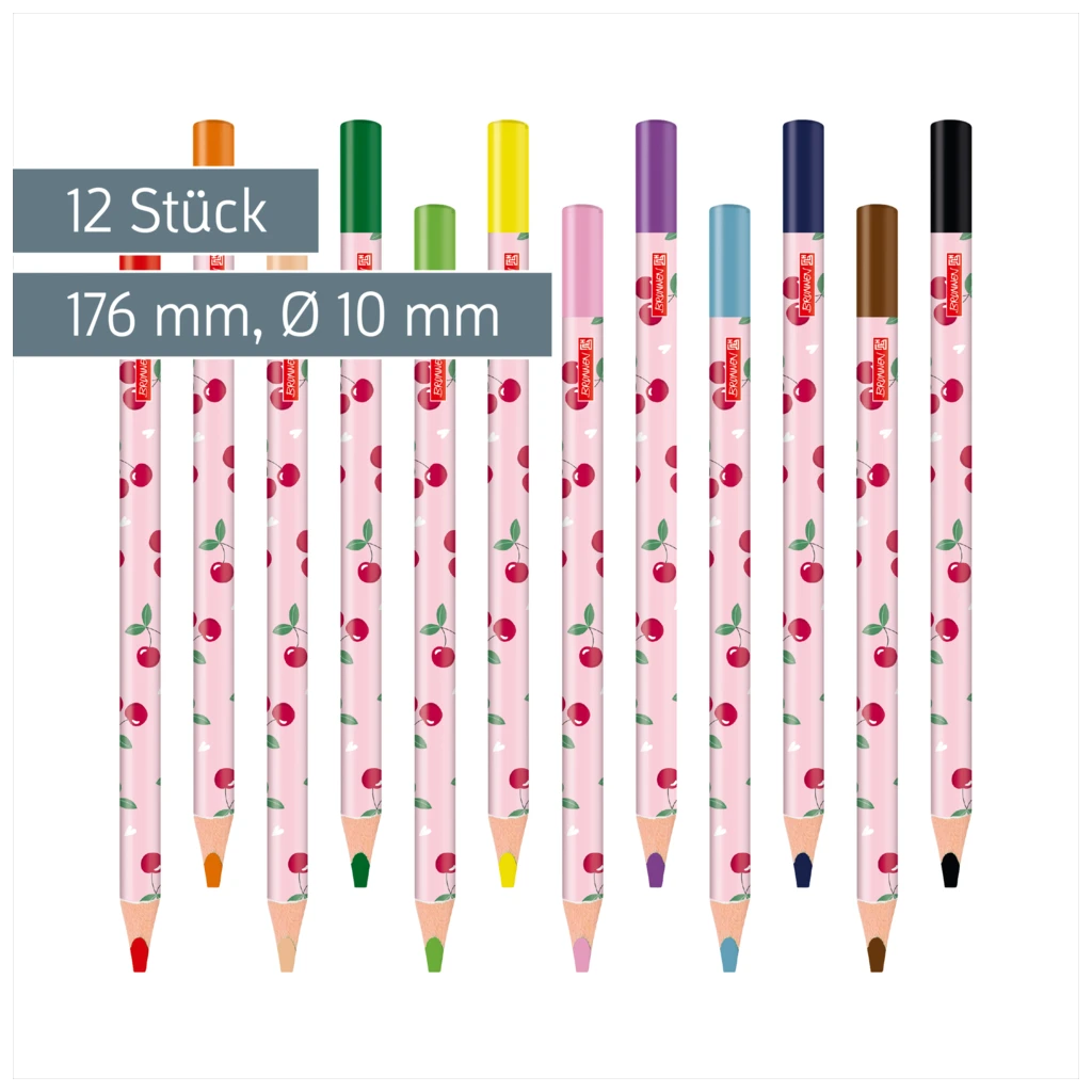 Dicke Buntstifte-Set Fruity Love | Dreikantform, rosa/rot, 12 Stück
