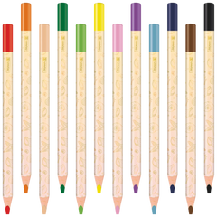 Dicke-Buntstifte-Set Sunny Ocean | Dreikantform, gold/mehrfarbig, pastell, 12 Stück