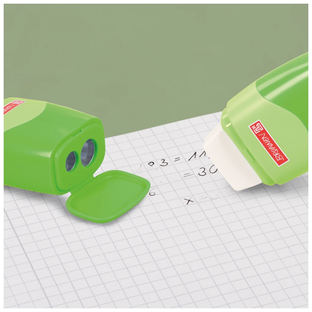 Dosenspitzer mit Radiergummi Colour Code 2 in 1 | kiwi