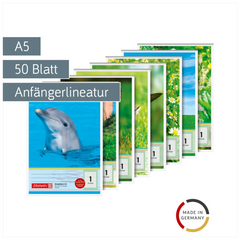 Schulblock | A5, Lineatur 1, 50 Blatt, sortiert
