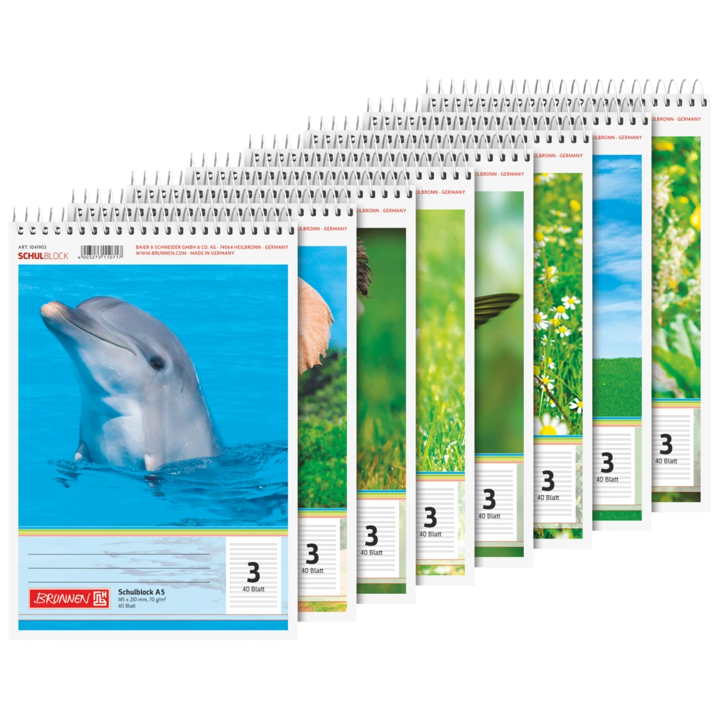 Schulblock | A5, Lineatur 3, 40 Blatt, sortiert