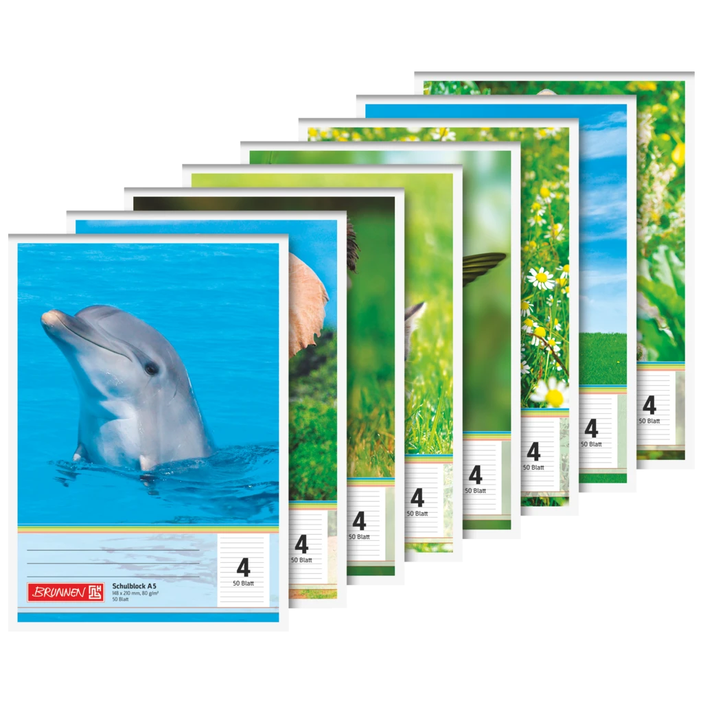 Schulblock gelocht | A5, Lineatur 4, 50 Blatt, sortiert