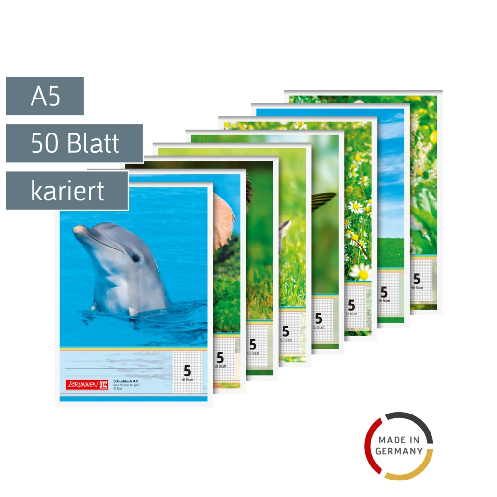 Schulblock gelocht | A5, Lineatur 5, 50 Blatt, sortiert
