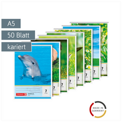 Schulblock gelocht | A5, Lineatur 7, 50 Blatt, sortiert