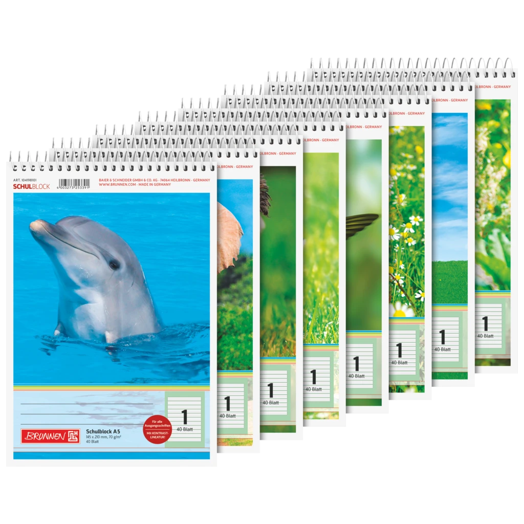 Schulblock | A5, Lineatur 1, 40 Blatt, sortiert