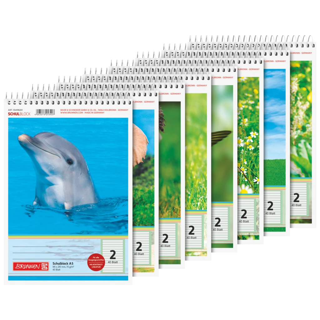 Schulblock | A5, Lineatur 2, 40 Blatt, sortiert