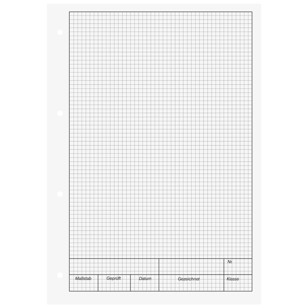 KIESER-Zeichenblock gelocht | A4, kariert, 25 Blatt, weiß