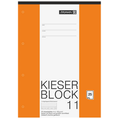 KIESER-Zeichenblock gelocht | A4, kariert, 25 Blatt, weiß