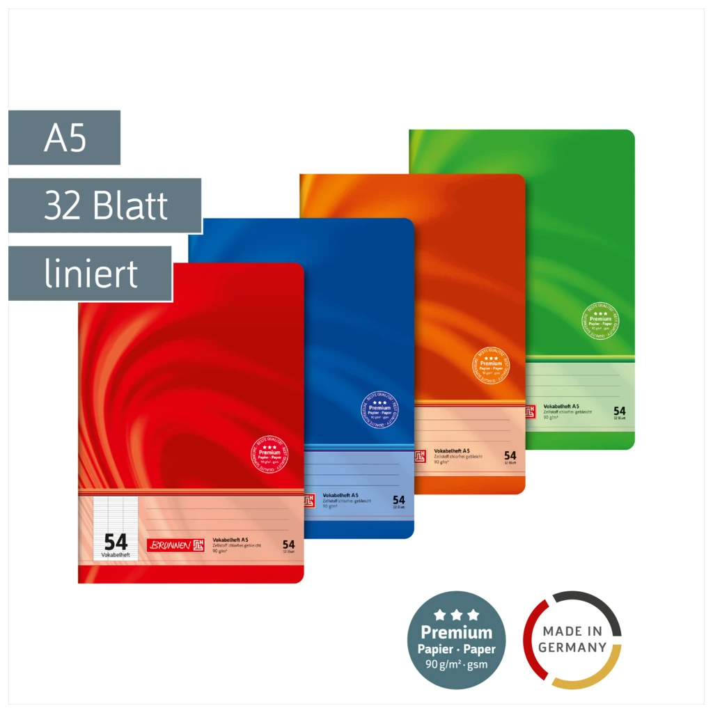 Vokabelheft Premium Vivendi | A5, Lineatur 54, 32 Blatt, sortiert