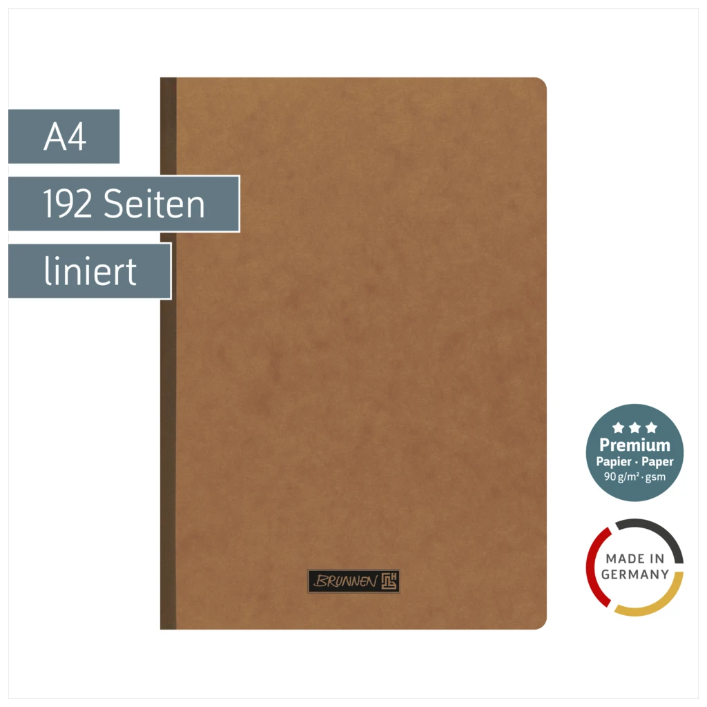 Notizbuch Premium FACT!plus Kladde | A4, liniert, braun