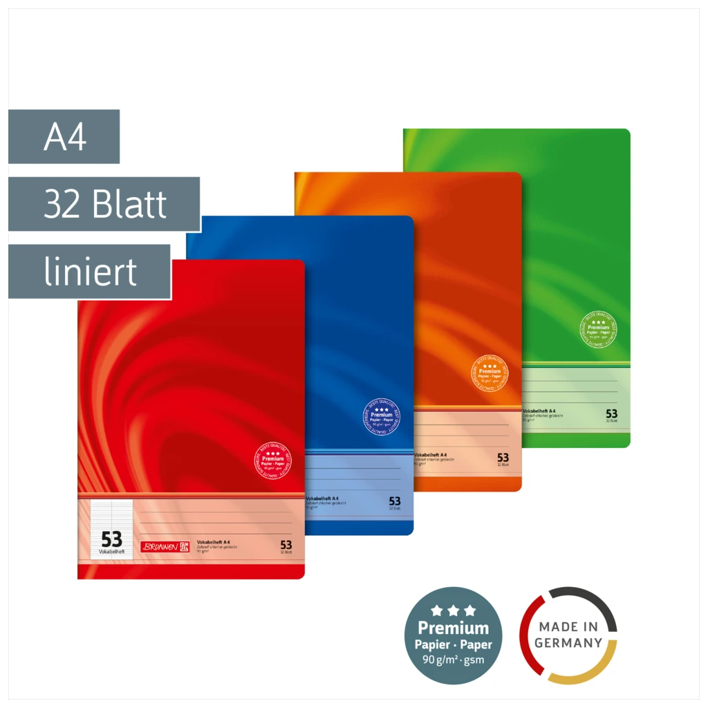 Vokabelheft Premium Vivendi | A4, Lineatur 53, 32 Blatt, sortiert