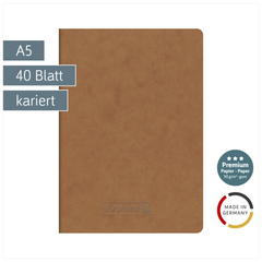 Heft Premium FACT!plus | A5, kariert, 40 Blatt, braun