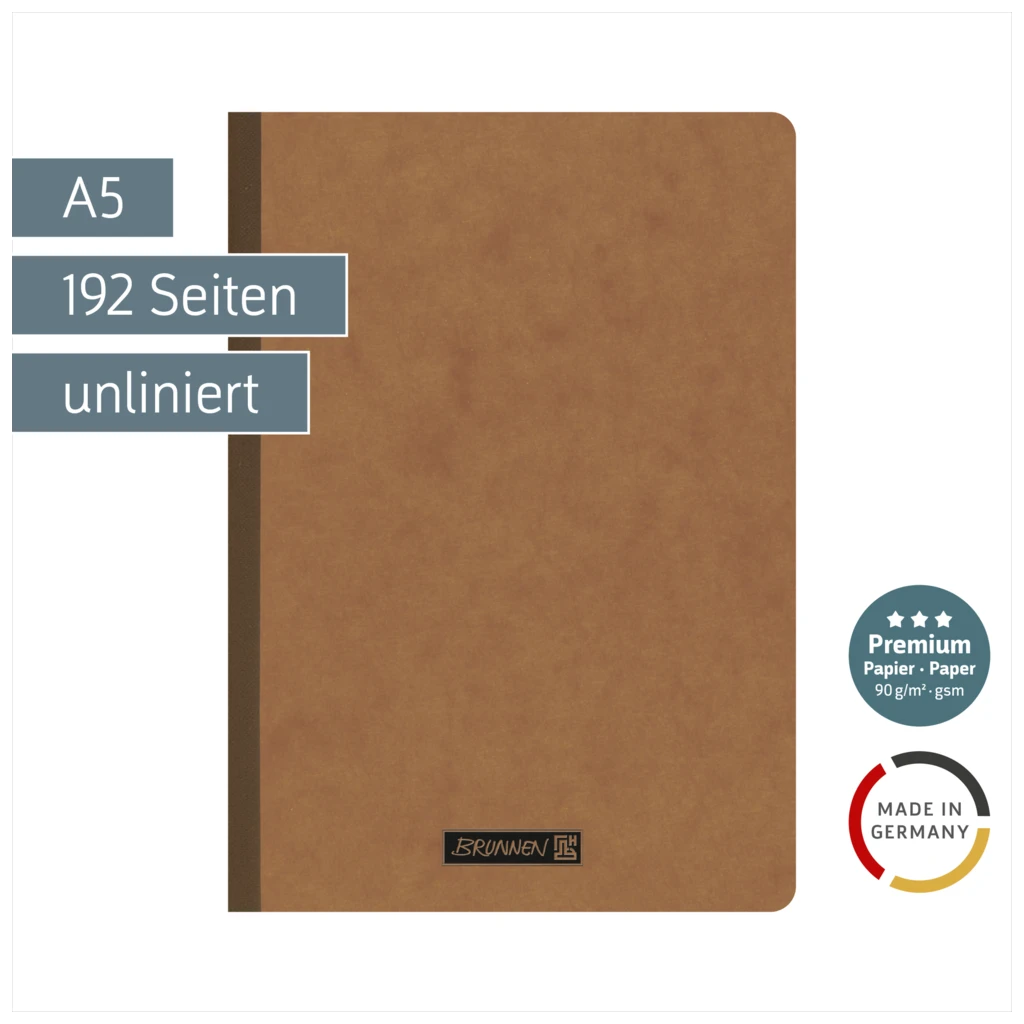 Notizbuch Premium FACT!plus Kladde | A5, unliniert, braun