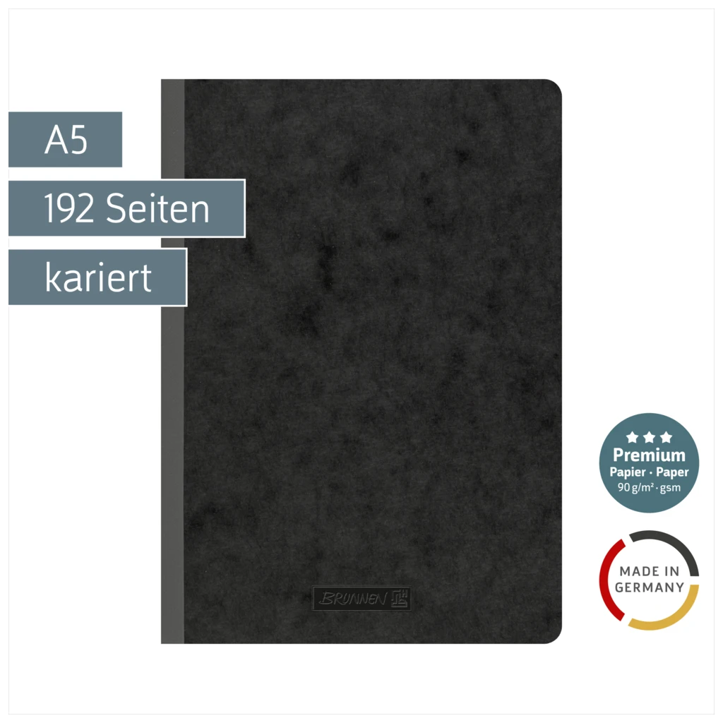 Notizbuch Premium FACT!plus Kladde | A5, kariert, schwarz
