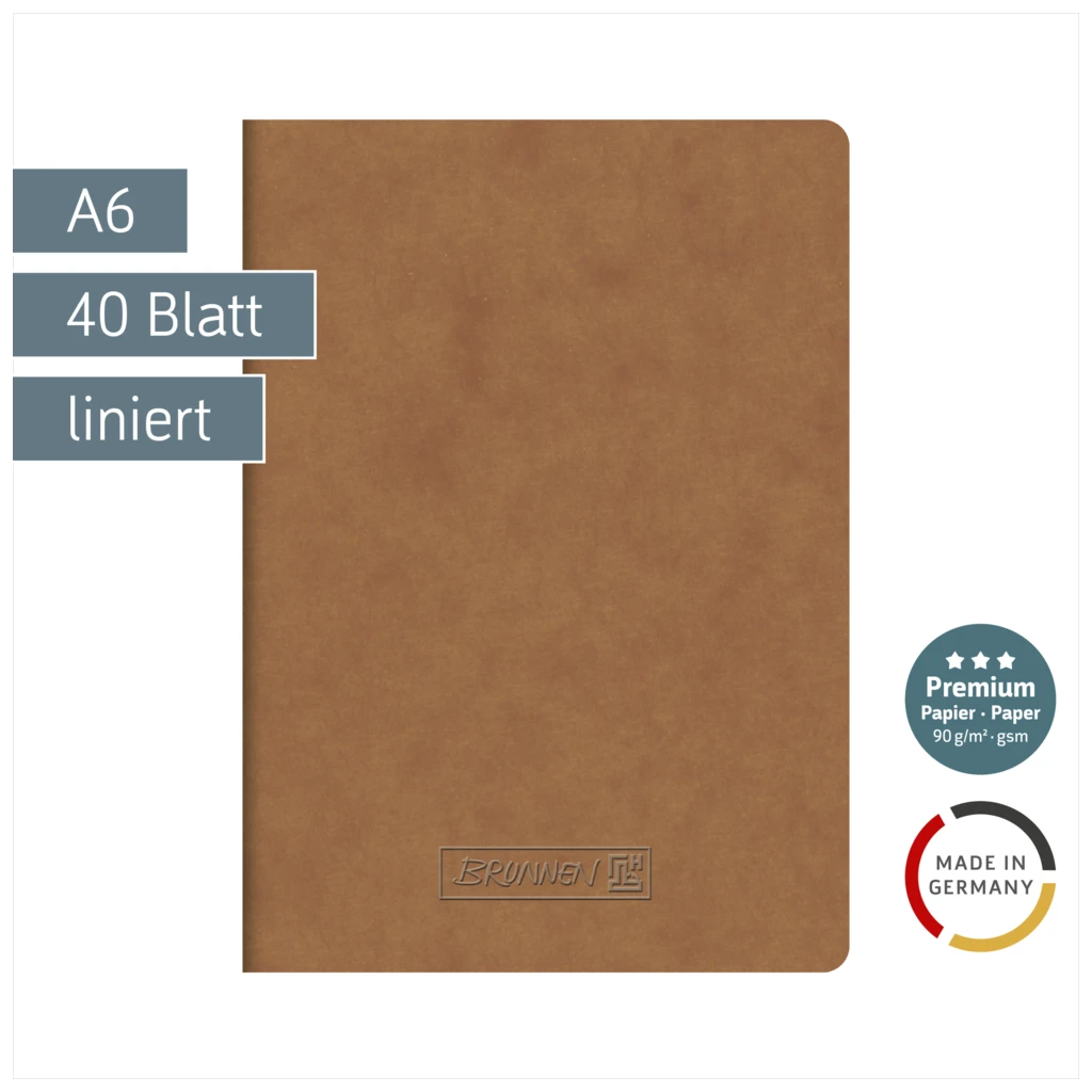 Heft Premium FACT!plus | A6, liniert, 40 Blatt, braun