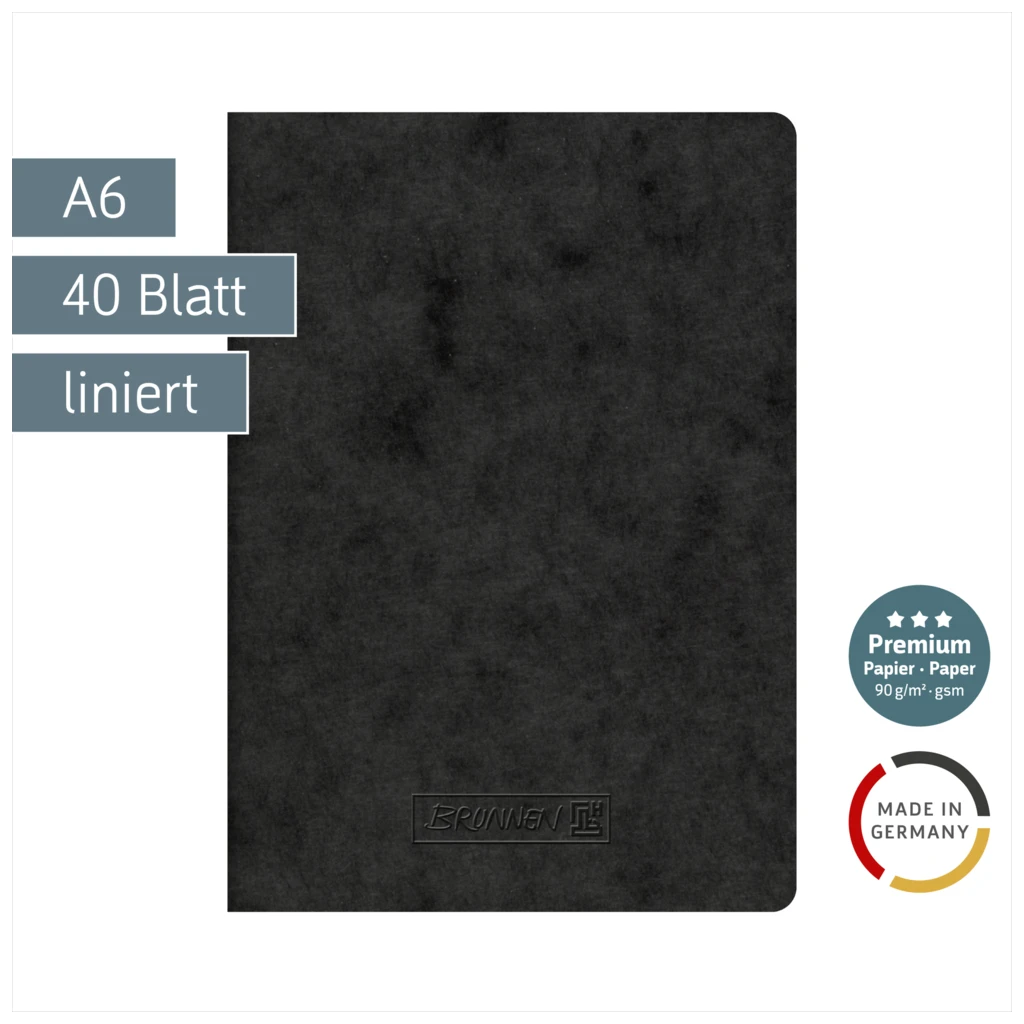 Heft Premium FACT!plus | A6, liniert, 40 Blatt, schwarz