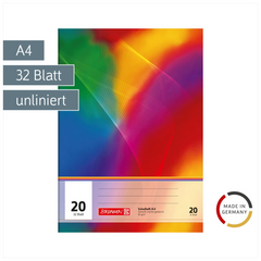 Schulheft | A4, Lineatur 20, 32 Blatt, mehrfarbig