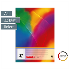 Schulheft | A4, Lineatur 27, 32 Blatt, mehrfarbig