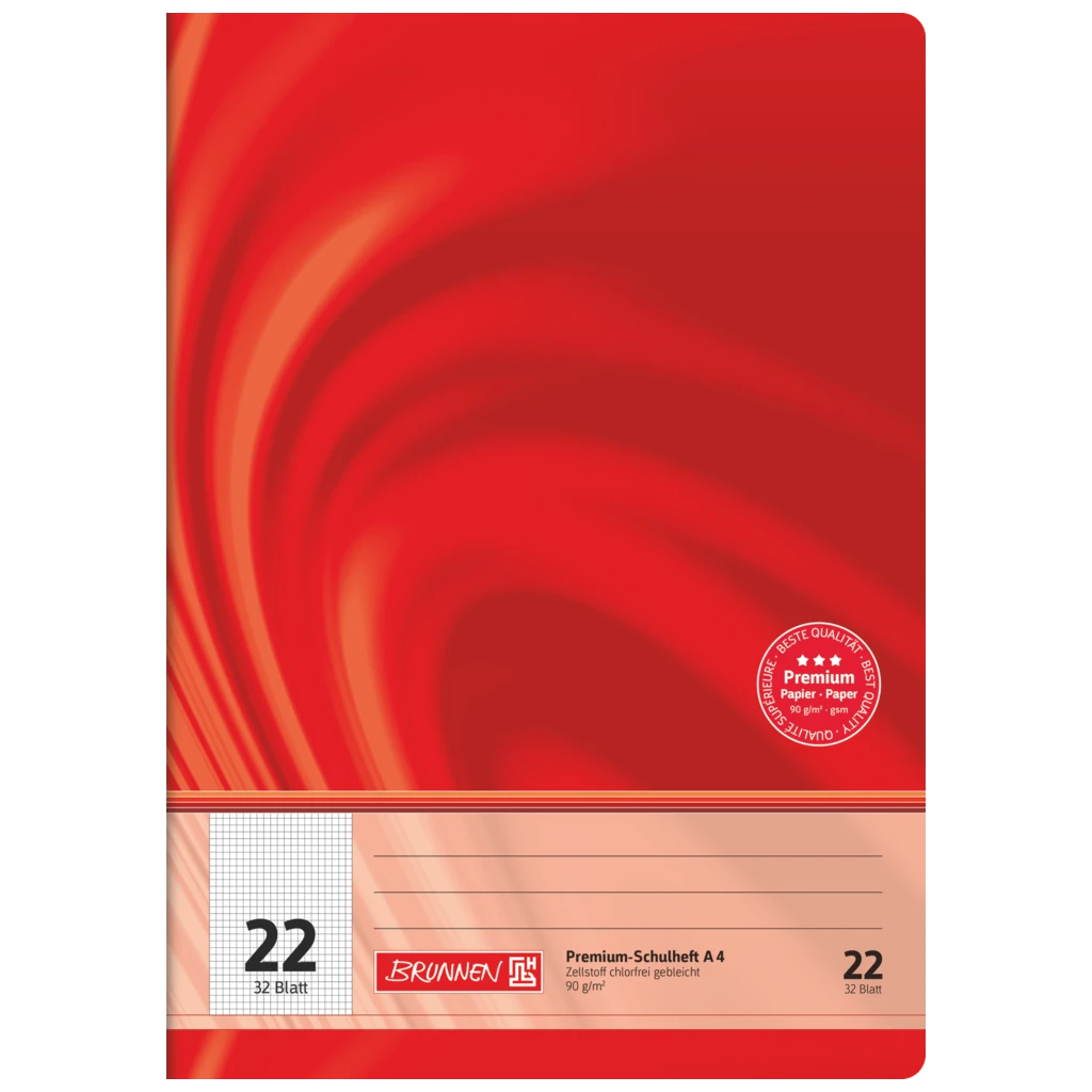Schulheft Premium Vivendi | A4, Lineatur 22, 32 Blatt, rot