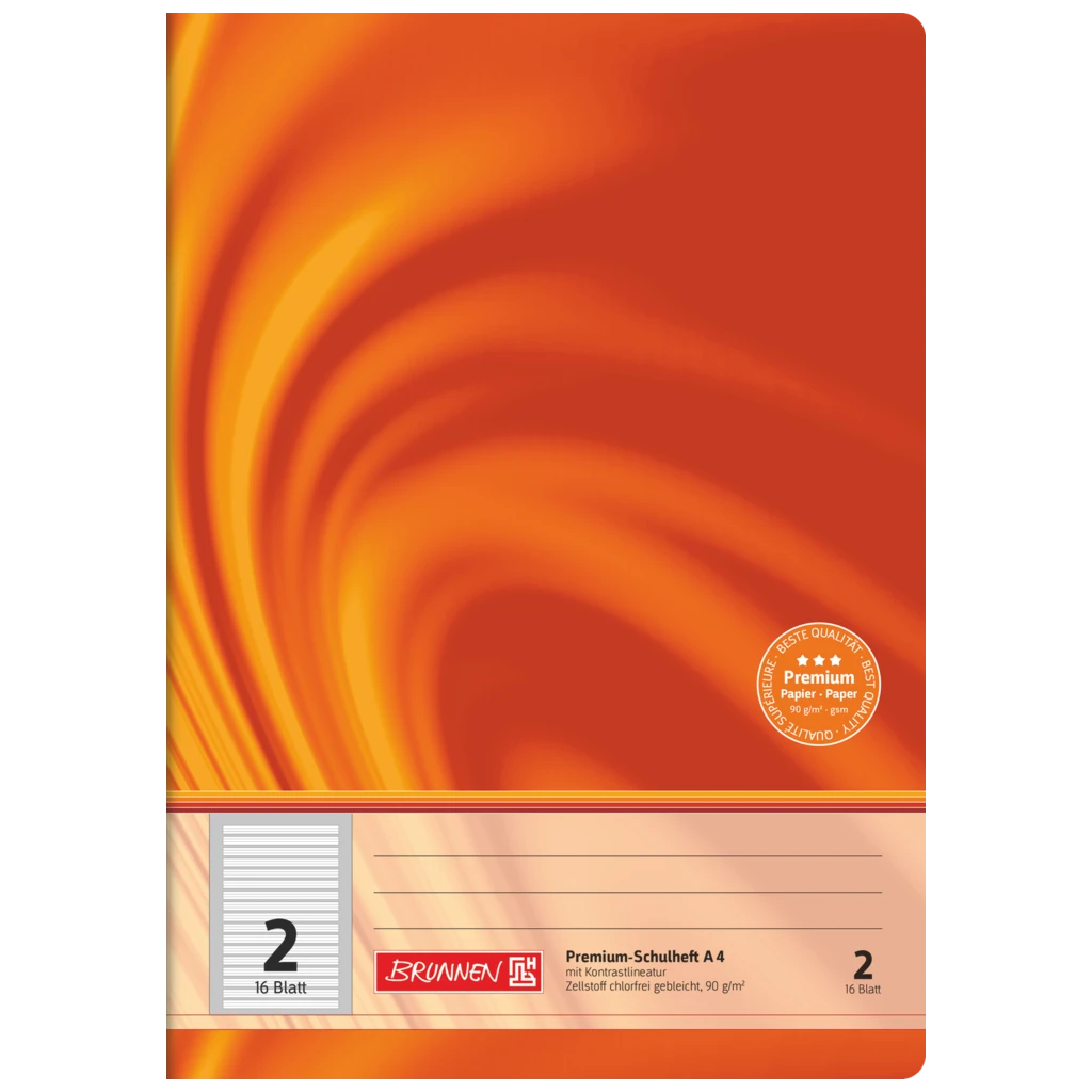 Schulheft Premium Vivendi | A4, Lineatur 2, 16 Blatt, orange