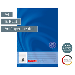 Schulheft Premium Vivendi | A4, Lineatur 3, 16 Blatt, blau