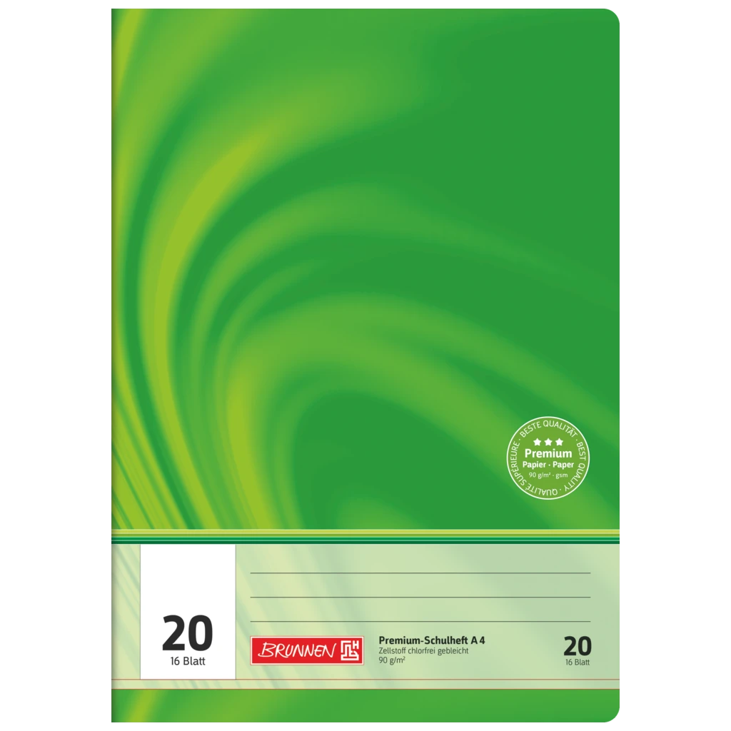 Schulheft Premium Vivendi | A4, Lineatur 20, 16 Blatt, grün