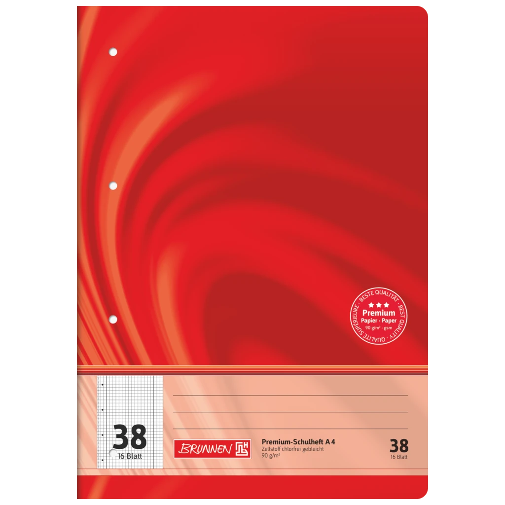 Schulheft Premium Vivendi | A4, Lineatur 38, 16 Blatt, rot