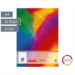 Schulheft | A4, Lineatur 21, 16 Blatt, mehrfarbig