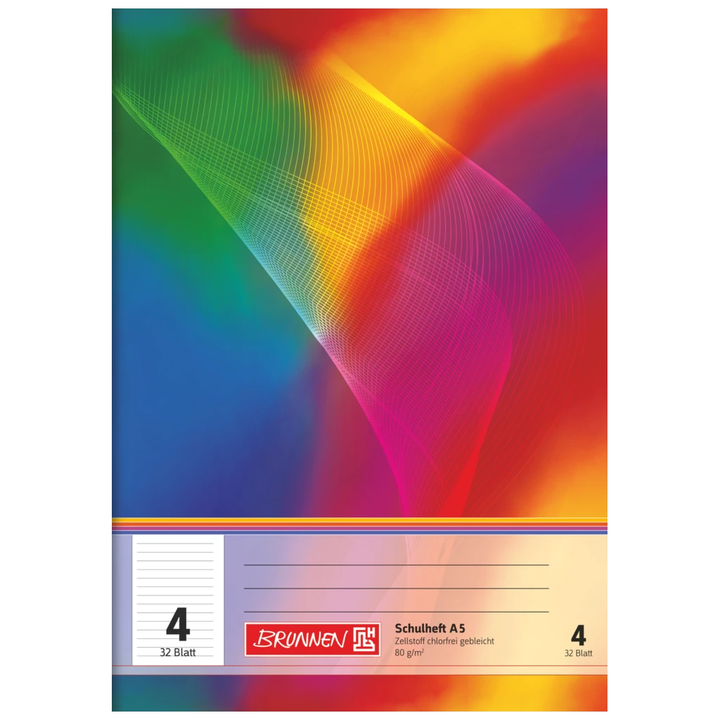 Schulheft | A5, Lineatur 4, 32 Blatt, mehrfarbig