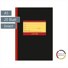 Oberschulheft | A5, Lineatur 9, 20 Blatt, schwarz