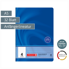 Schulheft Premium Vivendi | A5, Lineatur 4, 32 Blatt, blau