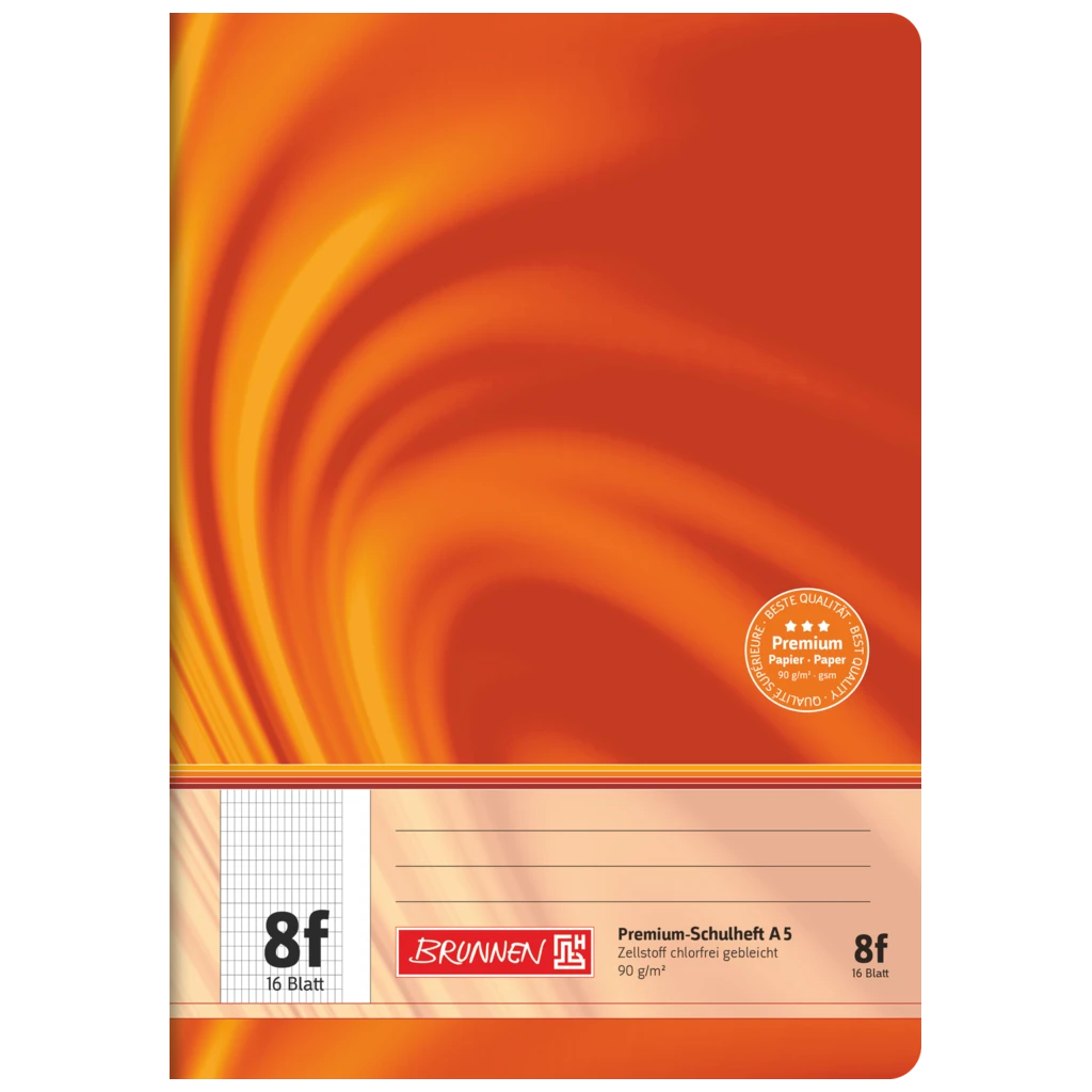 Schulheft Premium Vivendi | A5, Lineatur 8f, 16 Blatt, orange