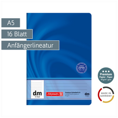 Schulheft Premium Vivendi | A5, Lineatur dm, 16 Blatt, blau