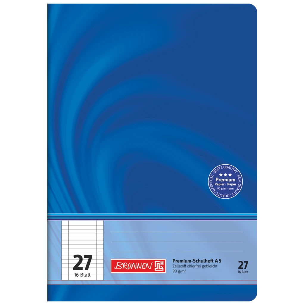 Schulheft Premium Vivendi | A5, Lineatur 27, 16 Blatt, blau