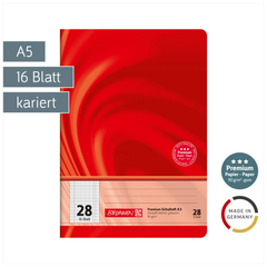 Schulheft Premium Vivendi | A5, Lineatur 28, 16 Blatt, rot