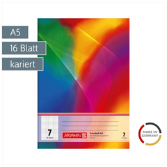 Schulheft | A5, Lineatur 7, 16 Blatt, mehrfarbig