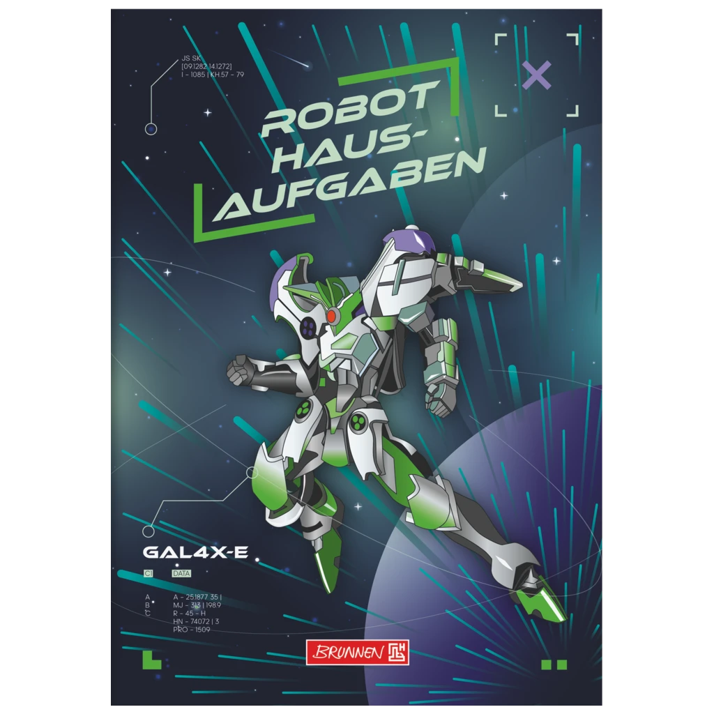 Hausaufgabenheft Robot Heroes | A5, 48 Blatt, dunkelblau/grün