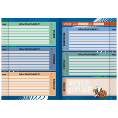Hausaufgabenheft Sporty Animals | A5, 48 Blatt, blau/mehrfarbig