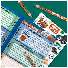 Hausaufgabenheft Sporty Animals | A5, 48 Blatt, blau/mehrfarbig
