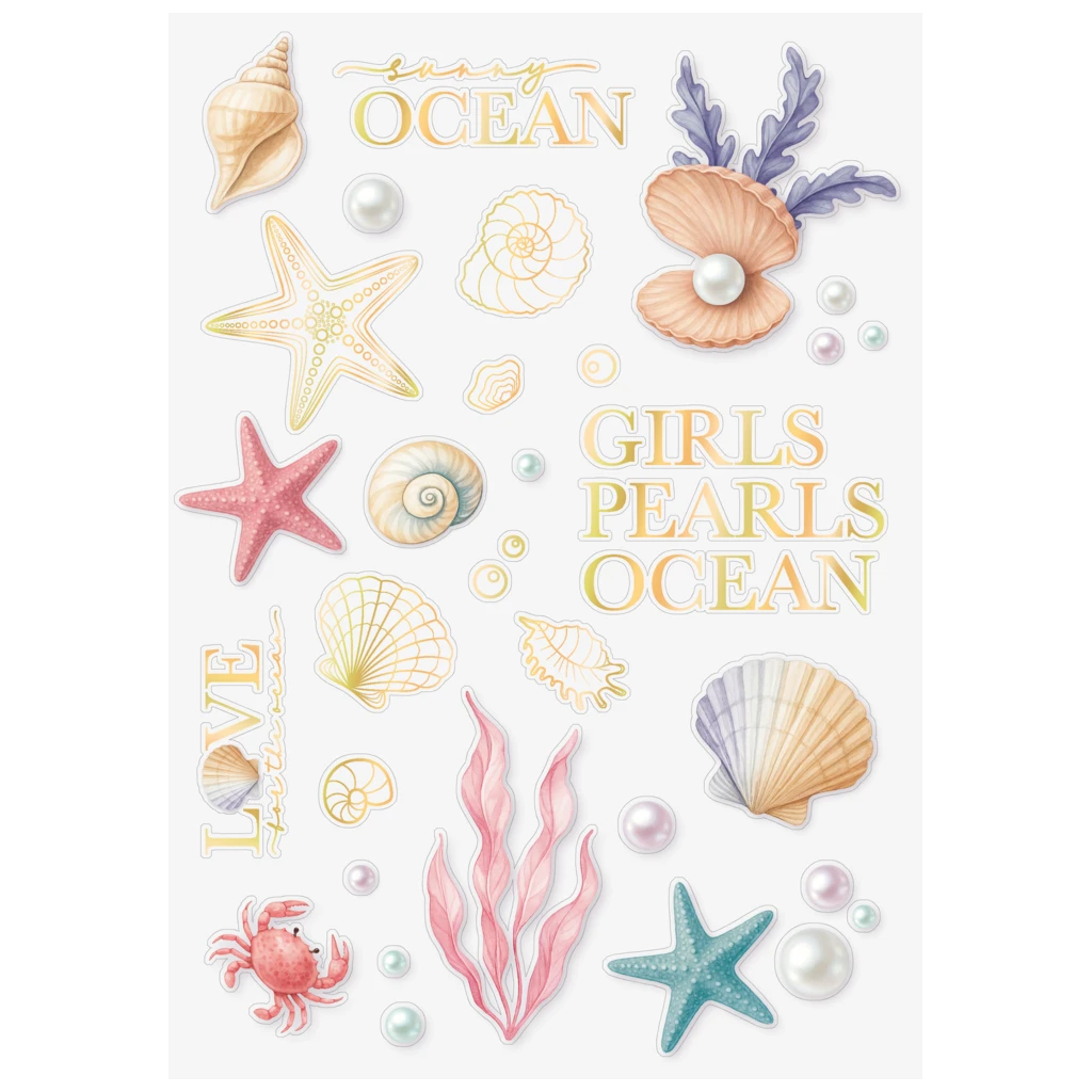 Hausaufgabenheft Sunny Ocean | A5, 48 Blatt, gold/mehrfarbig, pastell