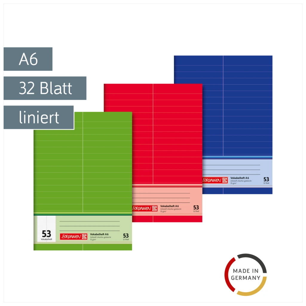 Vokabelheft | A6, Lineatur 53, 32 Blatt, sortiert
