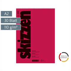 Skizzenblock | A2, 30 Blatt, rot