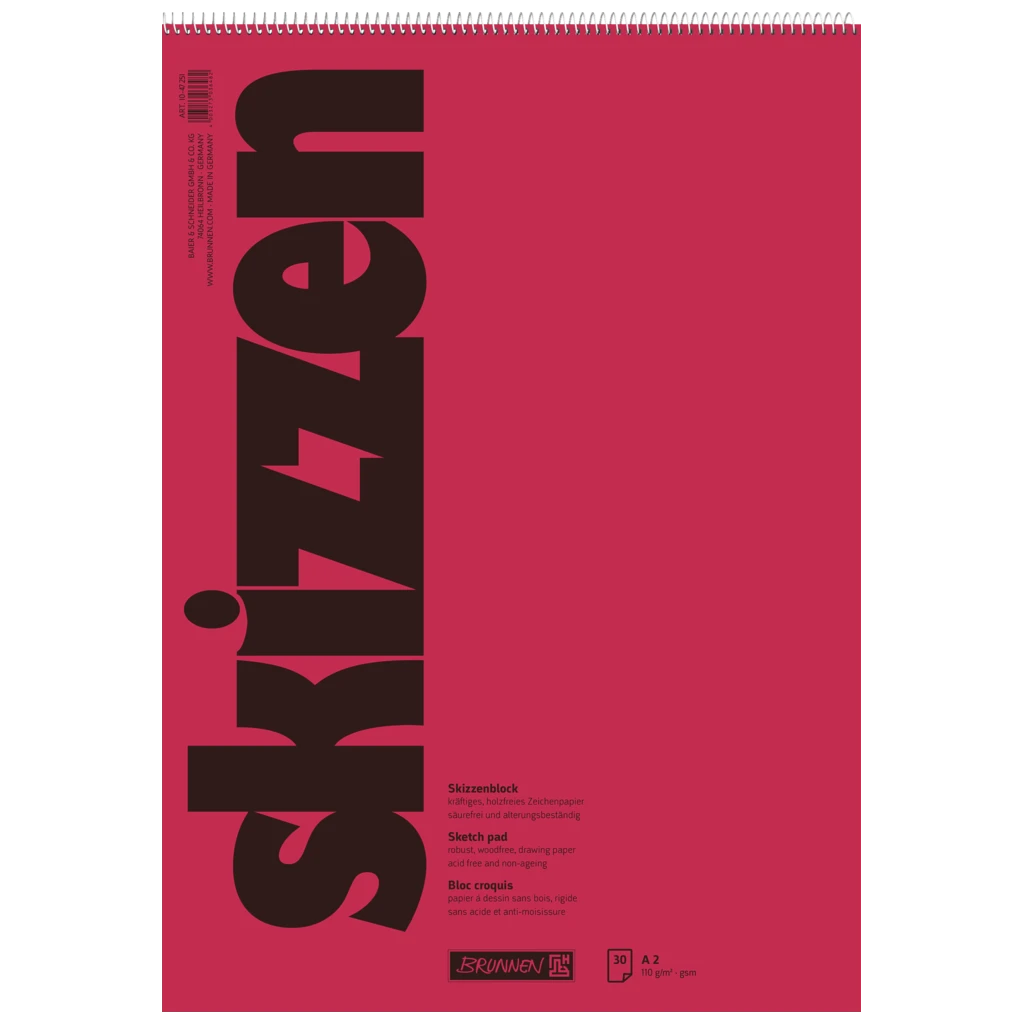 Skizzenblock | A2, 30 Blatt, rot