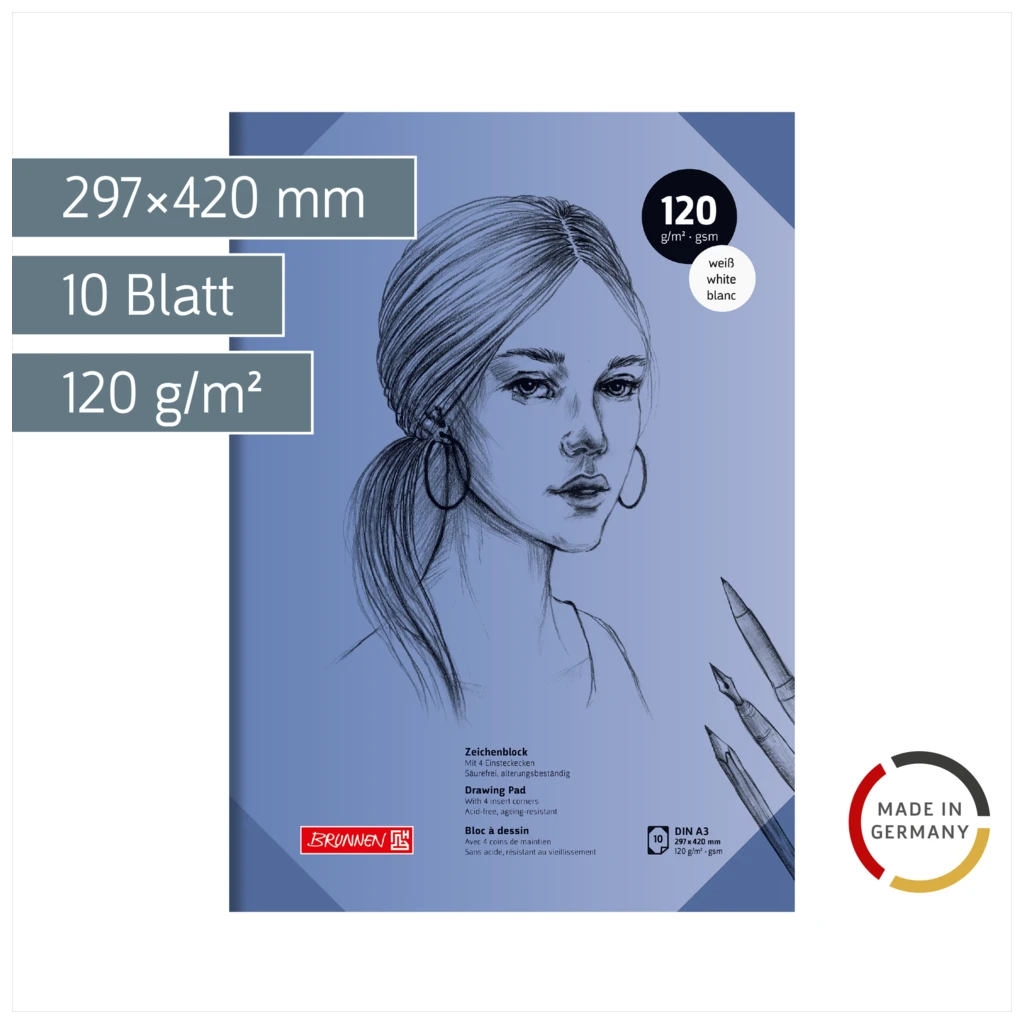 Zeichenblock | A3, 10 Blatt, blau
