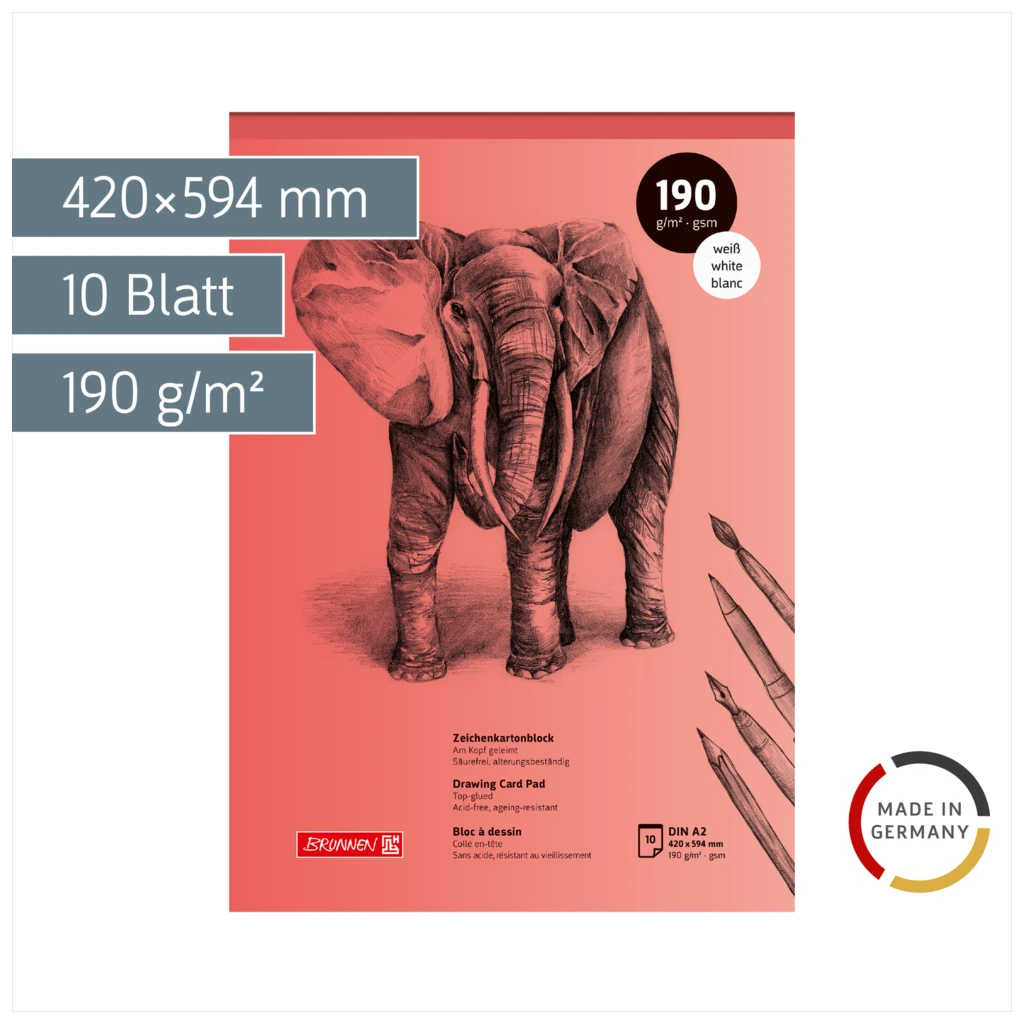 Zeichenkartonblock | A2, 10 Blatt, rot